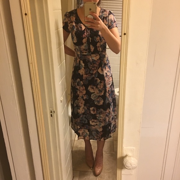Jack- navy and pastel floral print midi dress - Picture 5 of 5